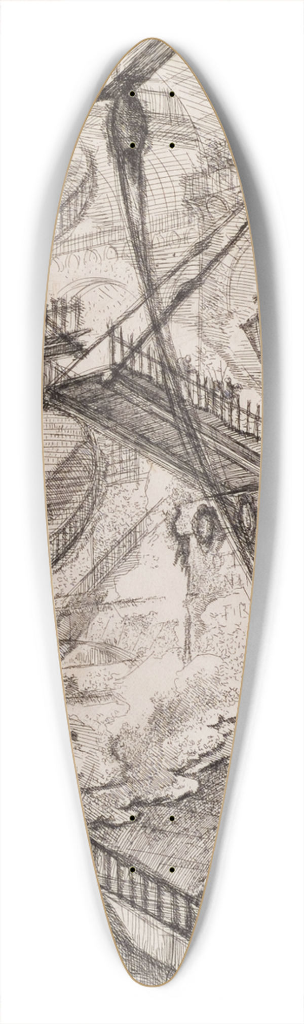 Giovanni Battista Piranesi - The Drawbridge 39.3 inch art pintail longboard deck