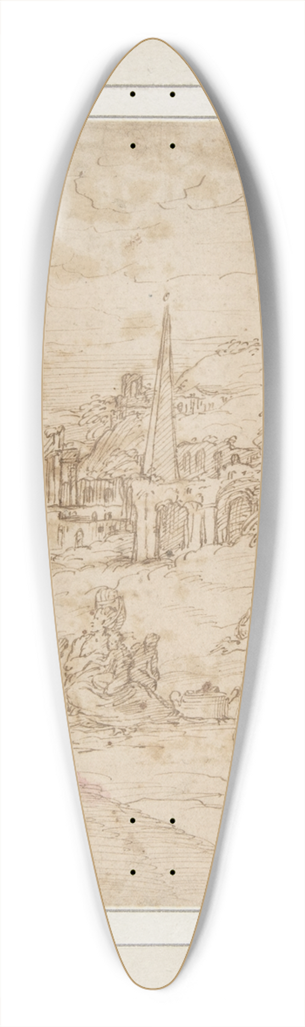Giovanni Battista Pittoni the Elder - Standing and Seated Figures in a Landscape with an Obelisk 39.3 inch art pintail longboard deck