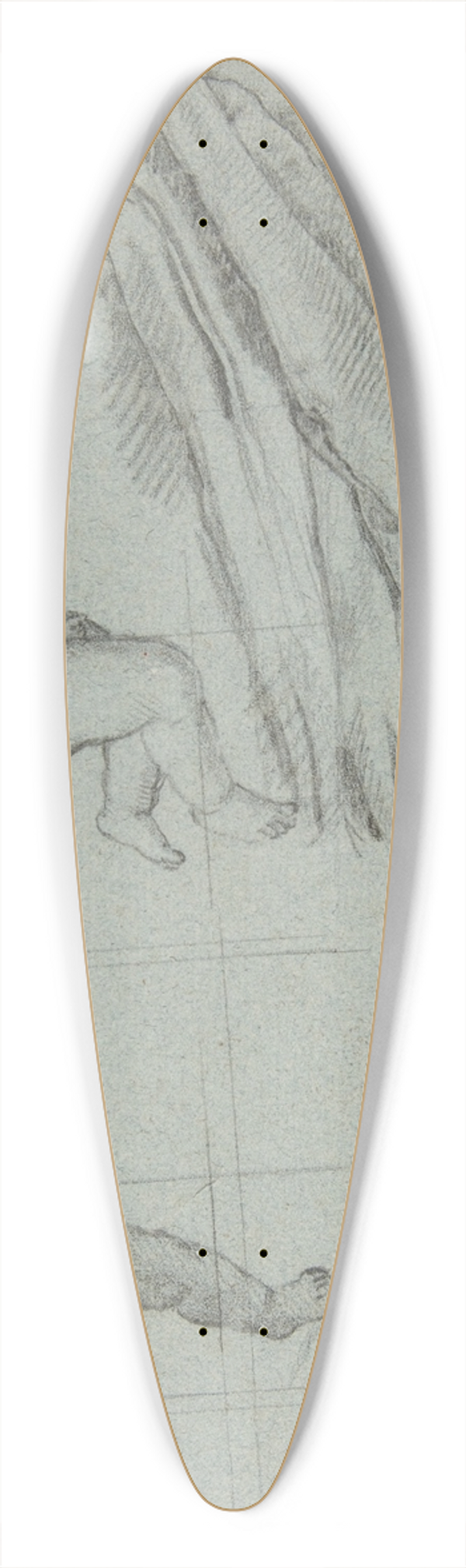 Giovanni Battista Salvi da Sassoferrato - Studies of Two Flying Putti and of Drapery 39.3 inch art pintail longboard deck