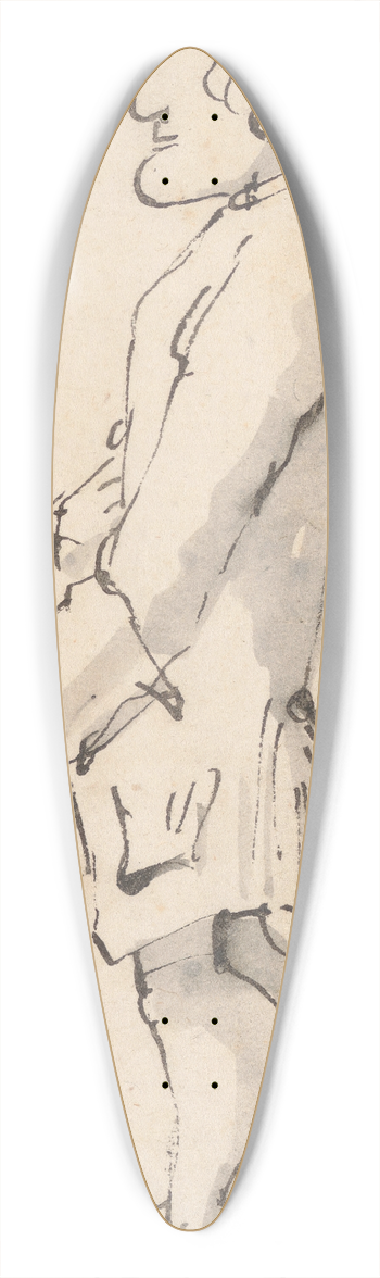 Giovanni Battista Tiepolo - Caricature of a Man Carrying a Stick, Standing in Profile to the Left 39.3 inch art pintail longboard deck