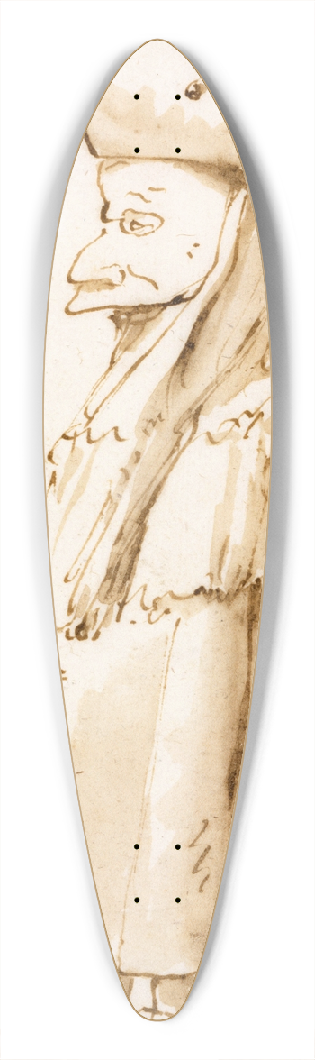 Giovanni Battista Tiepolo - Caricature of a Man in a Mask and a Tricorne, Standing in Profile to the Left 39.3 inch art pintail longboard deck