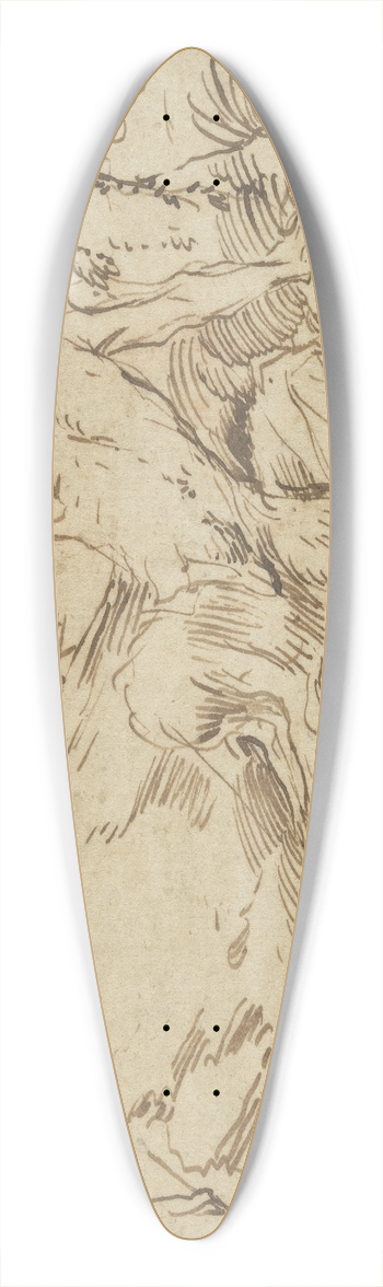 Giovanni Benedetto Castiglione - Two Nymphs and a Satyr 39.3 inch art pintail longboard deck