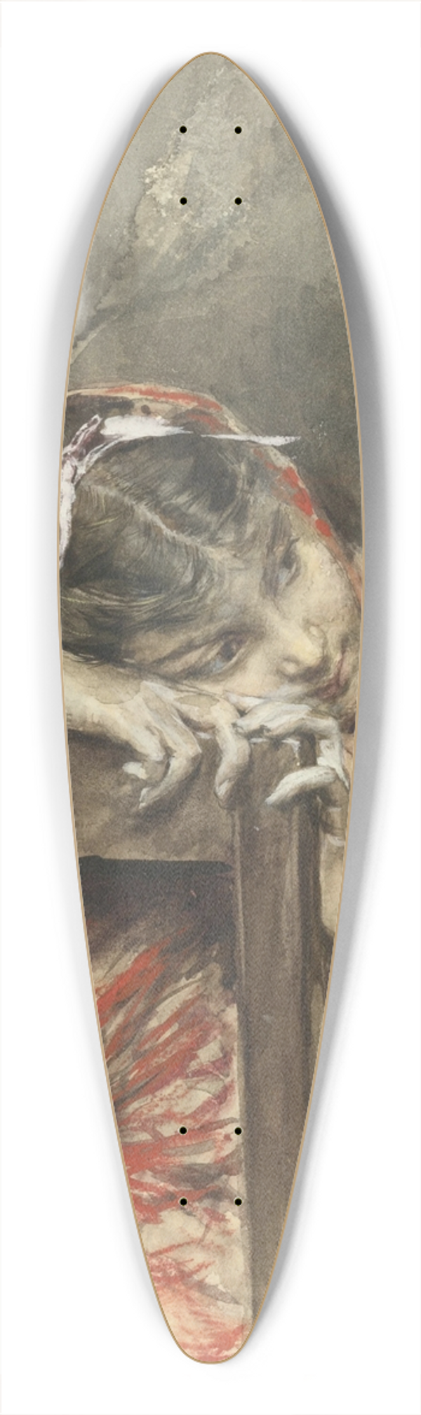 Giovanni Boldini - A Girl Wearing a Red Shawl 39.3 inch art pintail longboard deck