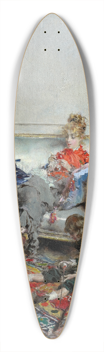 Giovanni Boldini - Young Woman Crocheting 39.3 inch art pintail longboard deck