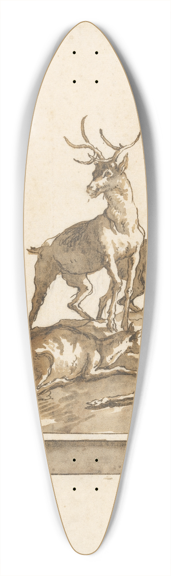 Giovanni Domenico Tiepolo - A Stag and Four Hinds on a Grassy Knoll (with Base) 39.3 inch art pintail longboard deck