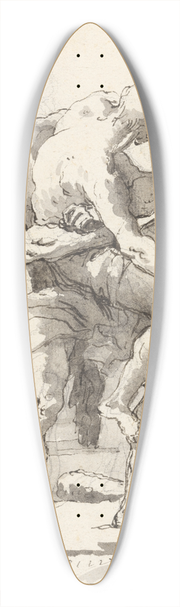 Giovanni Domenico Tiepolo - Hercules and Antaeus (with a ledge Below) 39.3 inch art pintail longboard deck