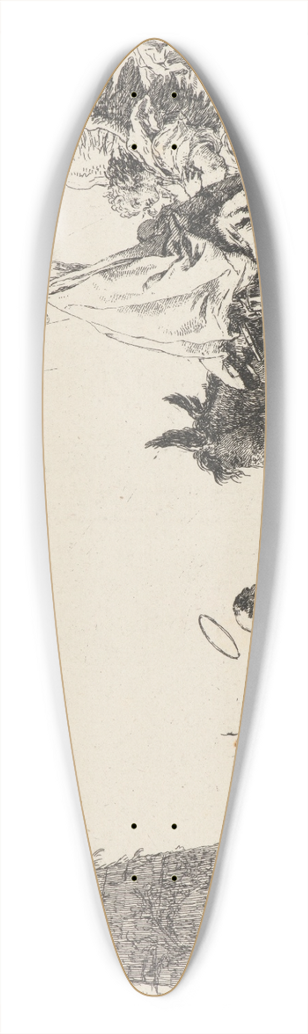 Giovanni Domenico Tiepolo - The Flight with Obelisk at the Left 39.3 inch art pintail longboard deck
