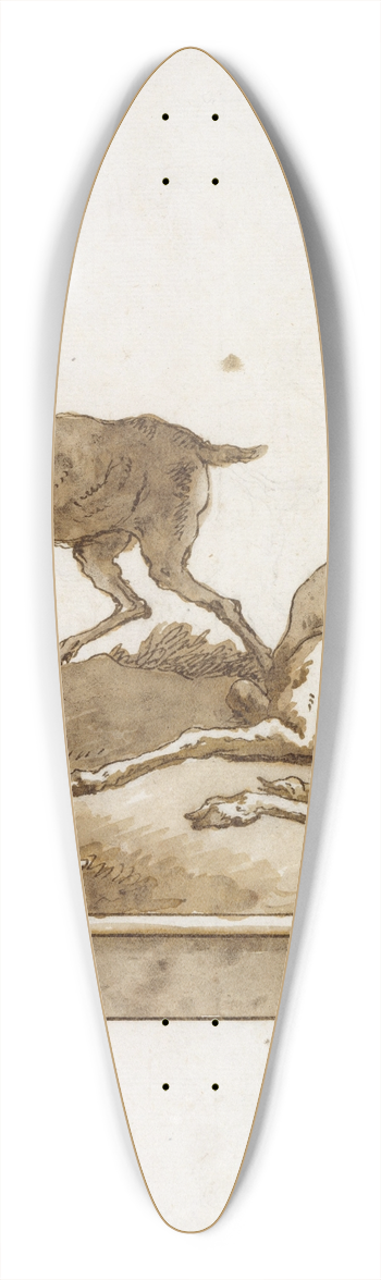 Giovanni Domenico Tiepolo - Two Stags, One Standing and One Lying, on a Grassy Knoll (with a Base) 39.3 inch art pintail longboard deck