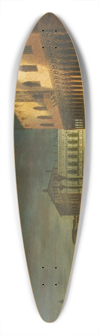 Giovanni Grubacs - Venice, a Feast on the Piazzetta at Night 39.3 inch art pintail longboard deck