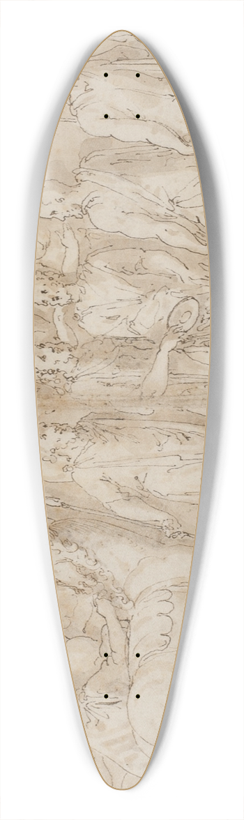 Giovanni Guerra - Tilfangetagne kvinder fres bort; livvagternes optog; Marcus Aurelius ofrer ved et alter; Marcus Aurelius betragter et angreb 39.3 inch art pintail longboard deck
