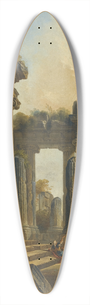 Giovanni Niccol Servandoni - A Capriccio Of Classical Ruins With Three Men Conversing At The Steps Of A Temple 39.3 inch art pintail longboard deck