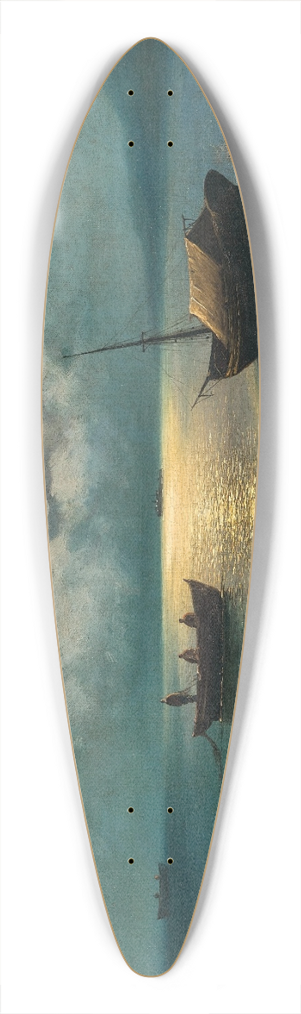 Grigori Ivanovitch Kapustin - A Moonlit Night on the Shore 39.3 inch art pintail longboard deck