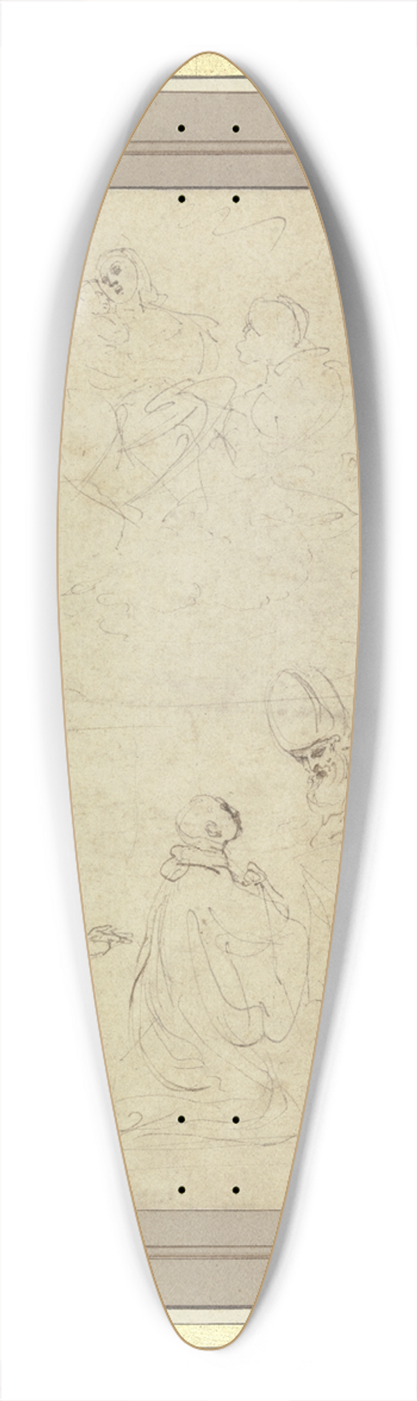 Guercino - Die Muttergottes in Wolken, unten ein Geistlicher vor einem Bischof kniend, links ein Krieger und eine Frau 39.3 inch art pintail longboard deck