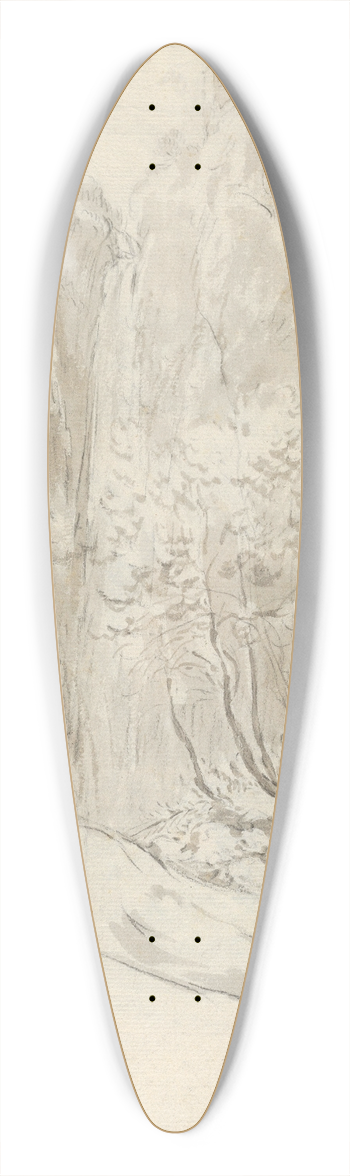 Guilliam du Gardijn - View of a Waterfall in Tivoli From Within a Cave 39.3 inch art pintail longboard deck