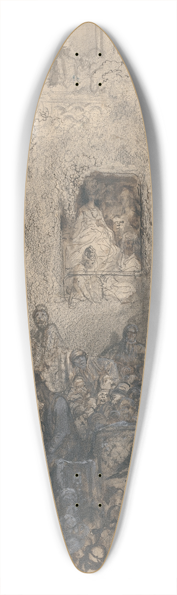 Gustave Dor - Study for a Block on the Road 39.3 inch art pintail longboard deck