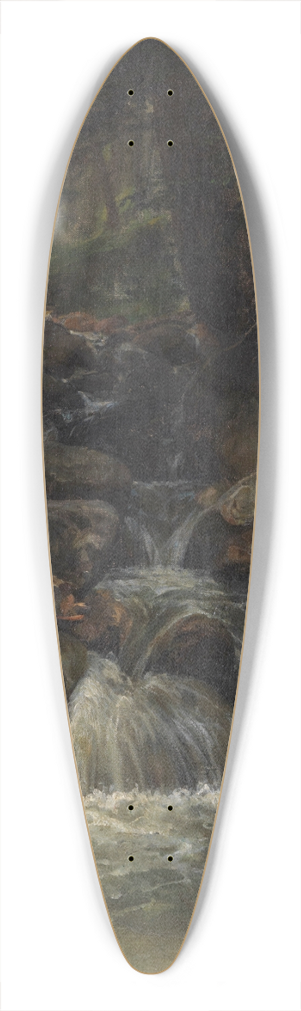 Gustav Friedrich Papperitz - Waldinneres mit Wasserfall 39.3 inch art pintail longboard deck