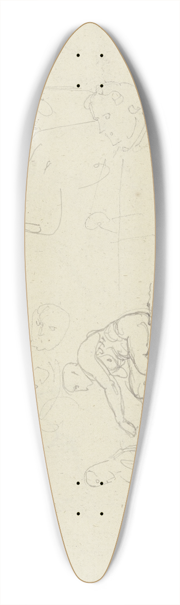 Gustav Heinrich Naecke - Studienblatt; Frauen bei der Handarbeit, ein sitzender mnnlicher Akt sowie weitere Figuren 39.3 inch art pintail longboard deck