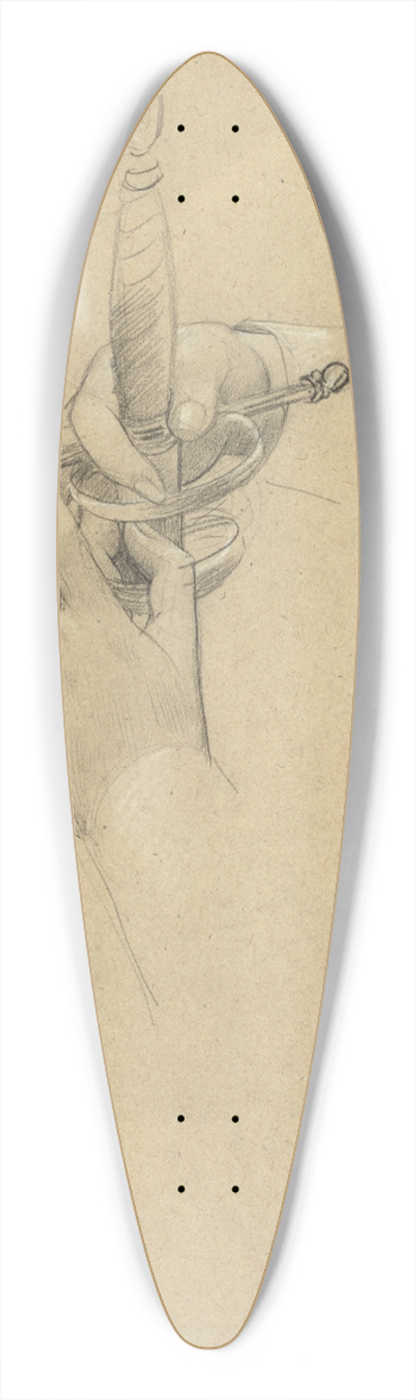 Gustav Klimt - Handstudie um einen Sbelgriff 39.3 inch art pintail longboard deck