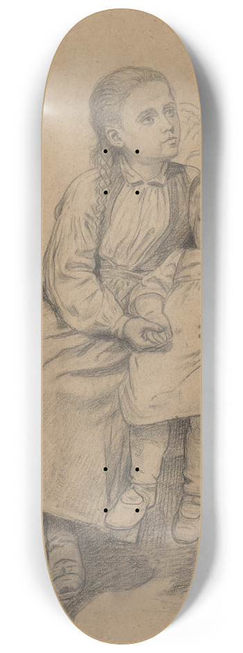 Adolph Tidemand - Ung pike med lite barn 8.25 inch art skate deck