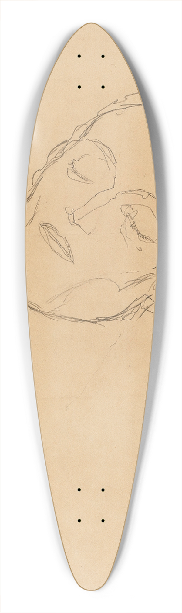 Gustav Klimt - Male head turned to the right with closed eyes 39.3 inch art pintail longboard deck