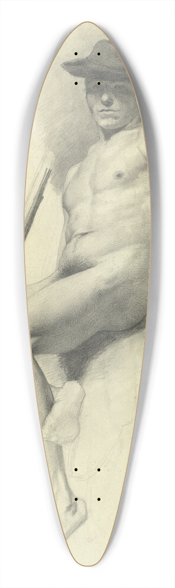 Gustav Klimt - Sitzender mnnlicher Akt mit Hut 39.3 inch art pintail longboard deck