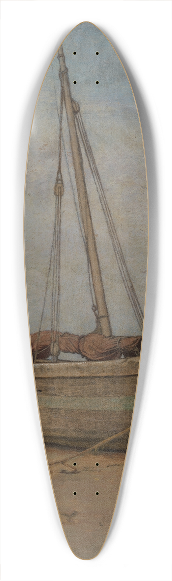 Gustav Schnleber - Fischerboote in Tiefebbe bei La Panne 39.3 inch art pintail longboard deck