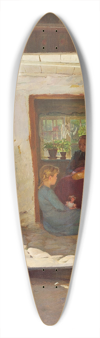 Gustav Vermehren - En lille pige og hendes bedstemoder i en drbning 39.3 inch art pintail longboard deck