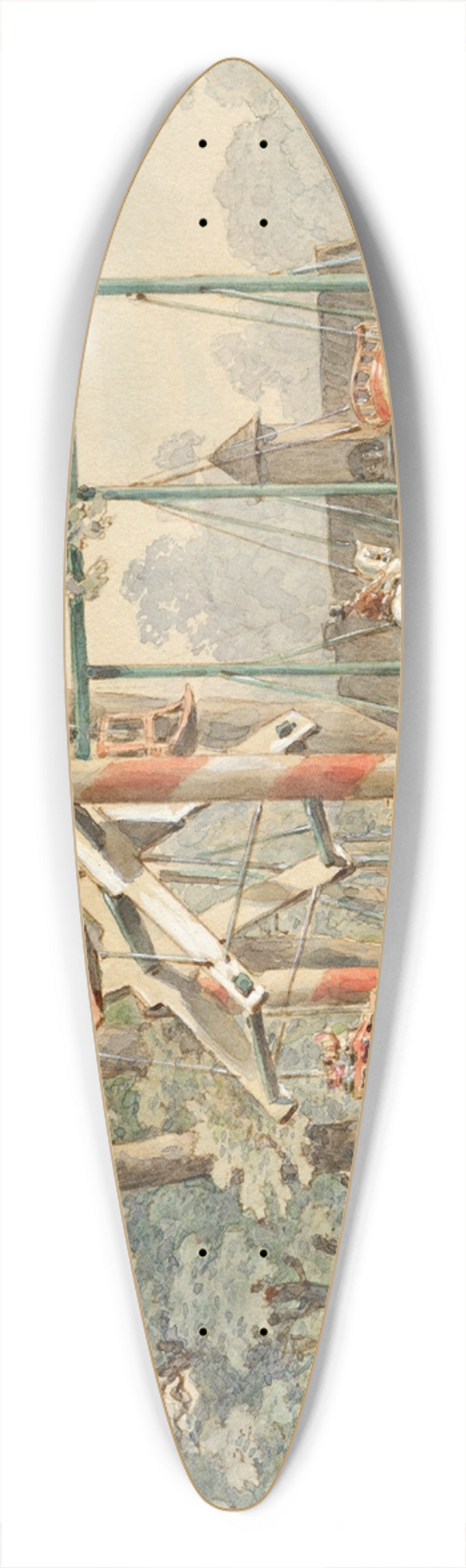 Gustav Zafaurek - Haspel und Schaukel im Wurstelprater in Wien 39.3 inch art pintail longboard deck