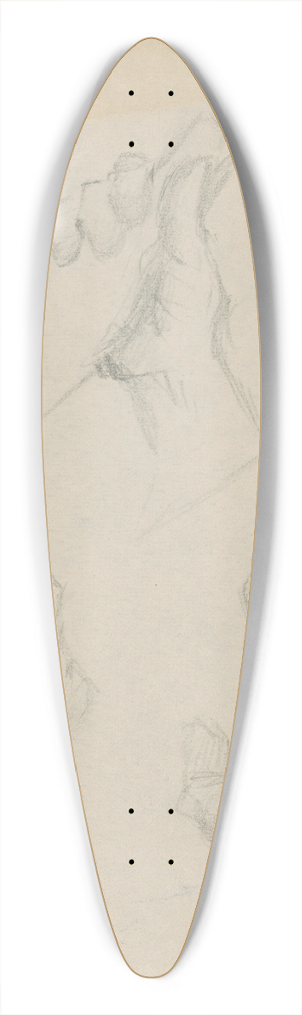 Gustv Mall - Hands Study and Hands Holding a Bottle 39.3 inch art pintail longboard deck