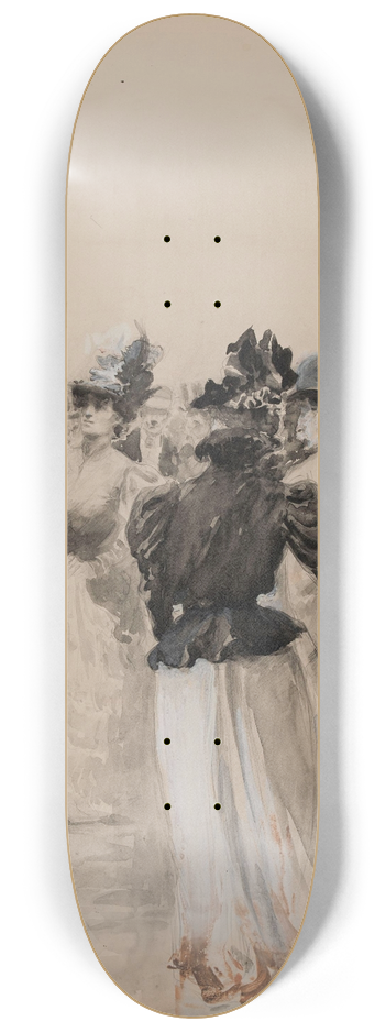 Charles Billon - Foule avec couple vu de dos au premier plan (Bal du Moulin Rouge) 8.25 inch art skate deck