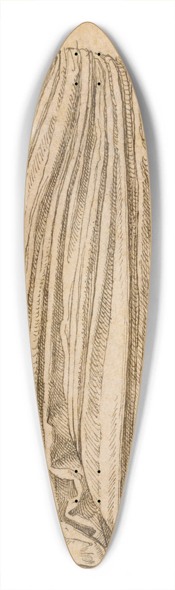 Hans Brosamer - Study of a Pleated Skirt 39.3 inch art pintail longboard deck