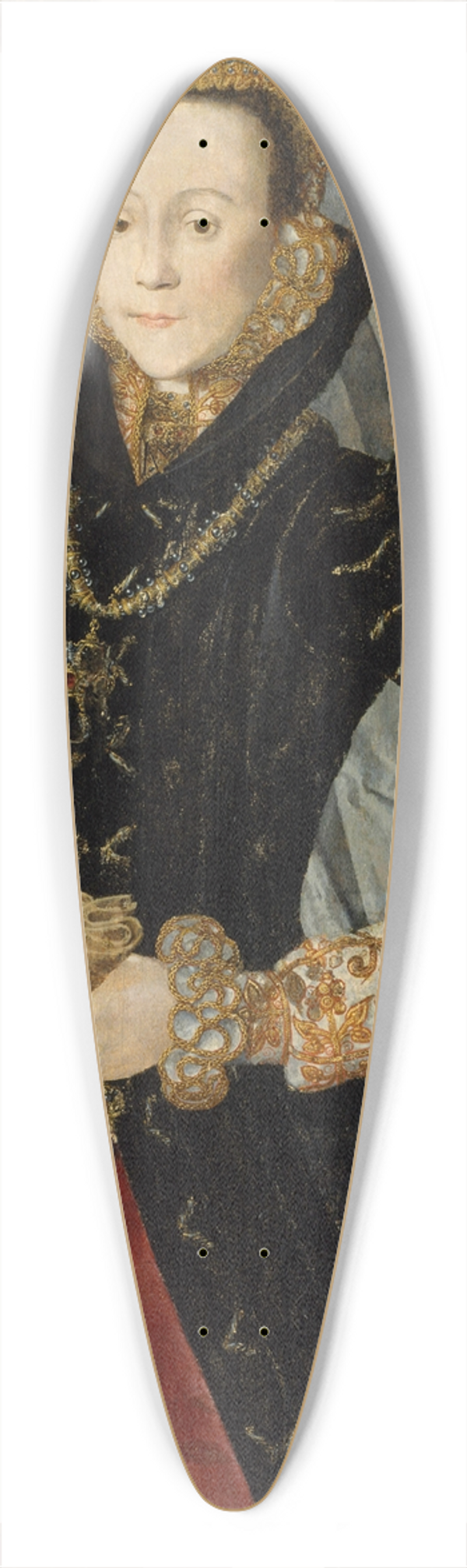 Hans Eworth - Portrait of a Lady of the Wentworth Family (Probably Jane Cheyne) 39.3 inch art pintail longboard deck