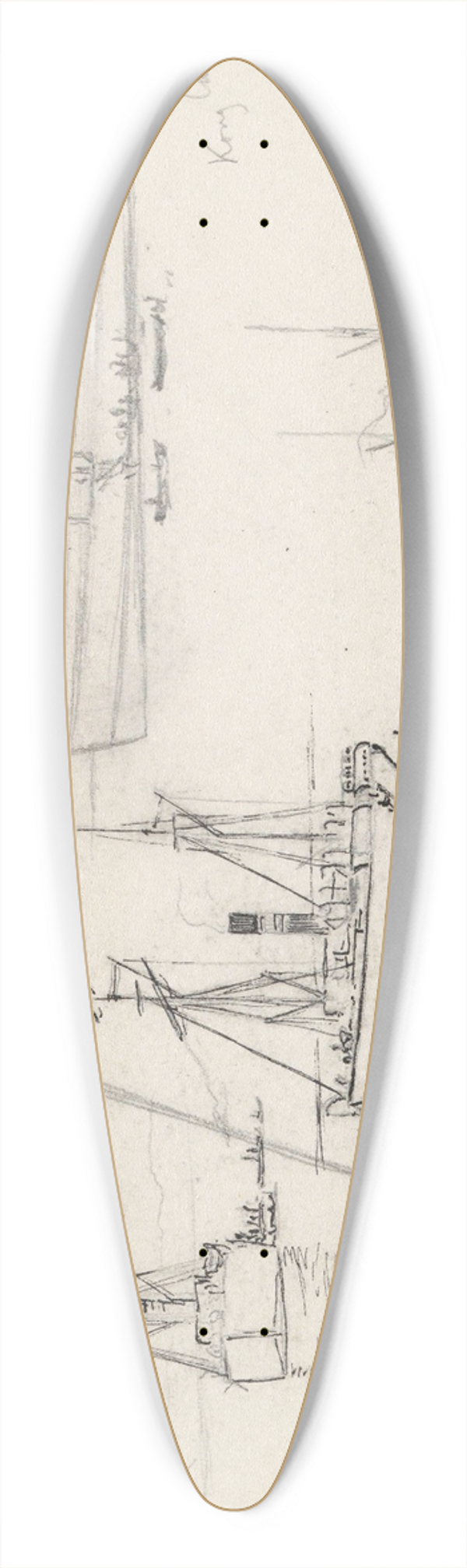 Hans Gude - Dampskipene Kong Carl og Nordland i Farsund 39.3 inch art pintail longboard deck