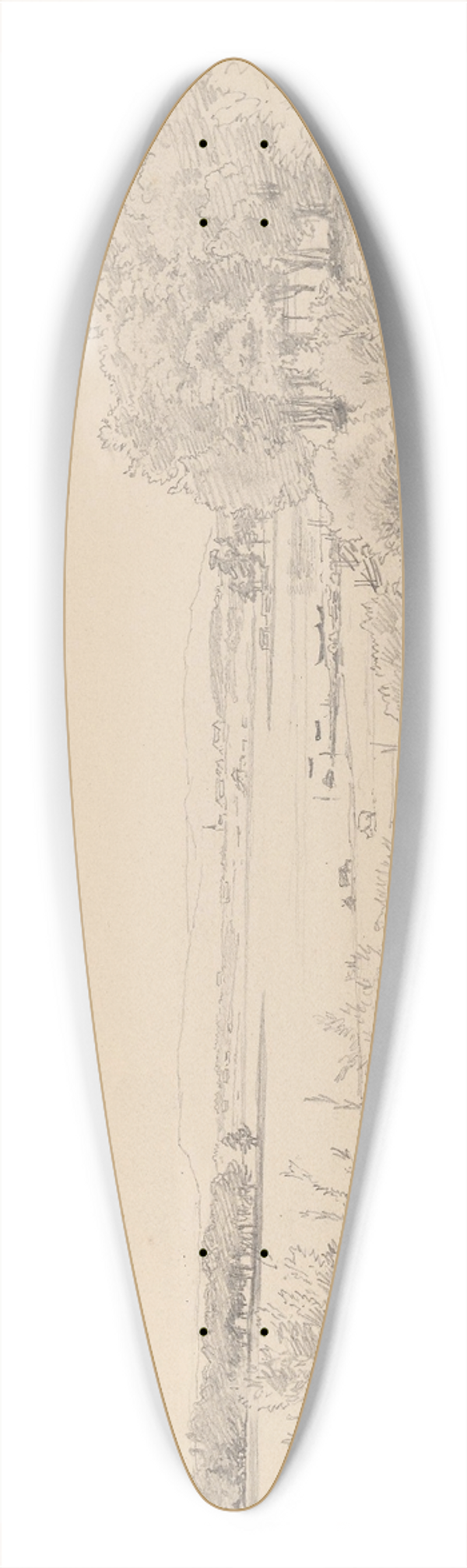 Hans Gude - Fra kersvika ved Hamar 39.3 inch art pintail longboard deck