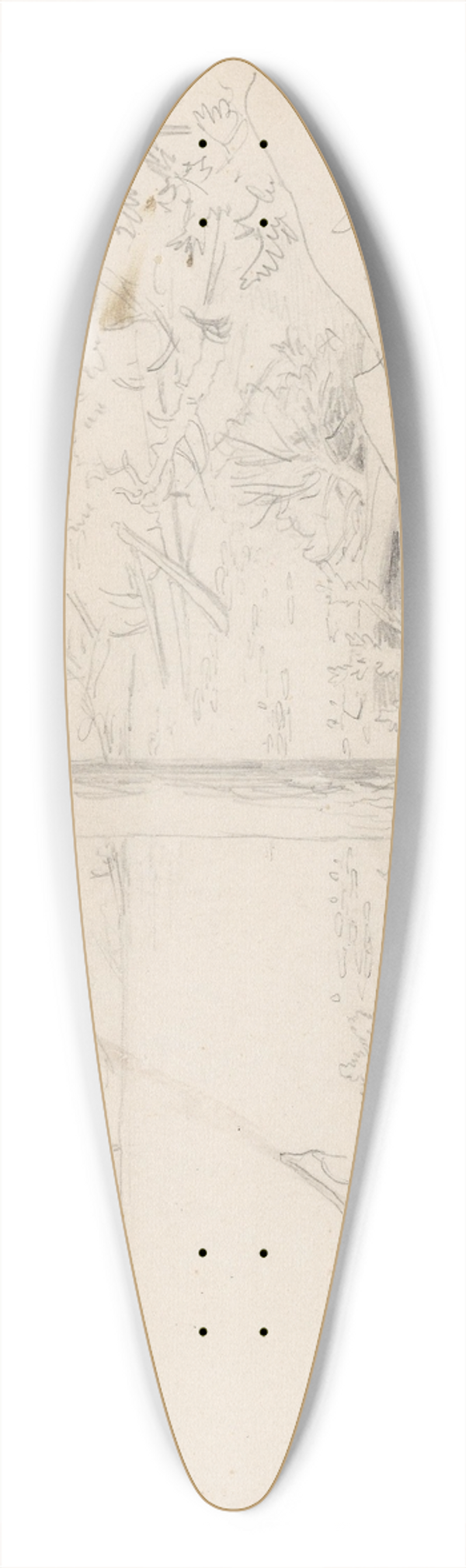 Hans Gude - Fra Sanda 39.3 inch art pintail longboard deck