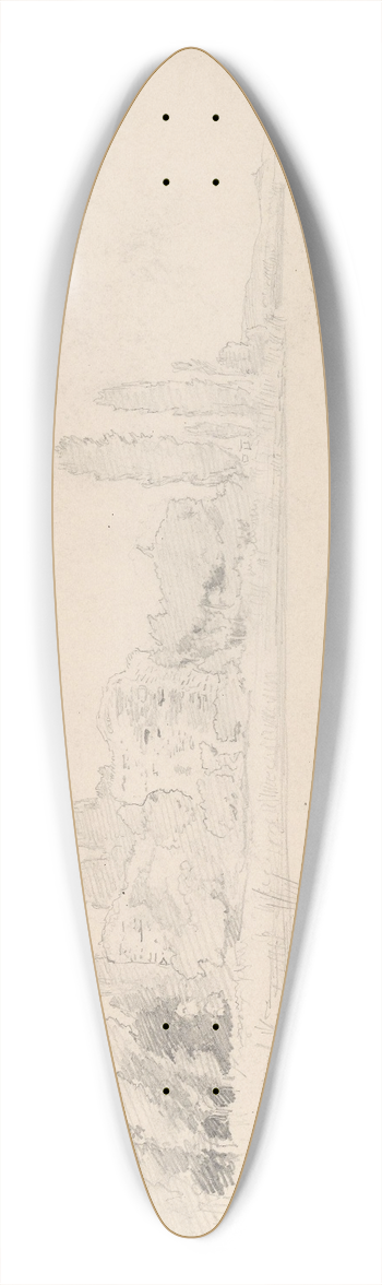 Hans Gude - Strand med popler, Reichenau 39.3 inch art pintail longboard deck