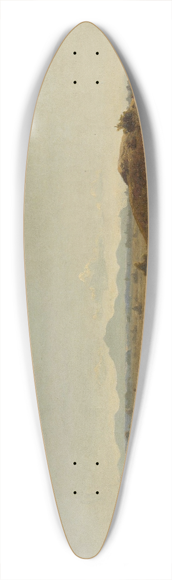 Hans Gude - View of Siebengebirge 39.3 inch art pintail longboard deck