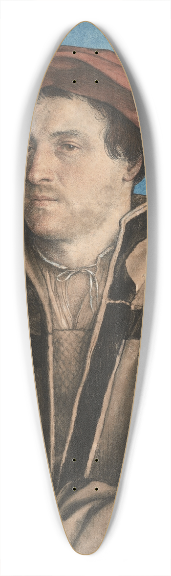 Hans Holbein The Younger - Portrait of a man in a red beret 39.3 inch art pintail longboard deck