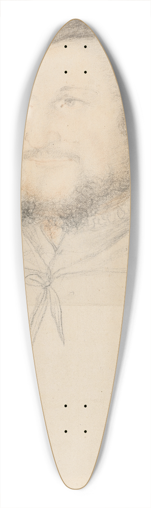 Hans Hug Kluber - Portrait of a bearded man in a black hat 39.3 inch art pintail longboard deck
