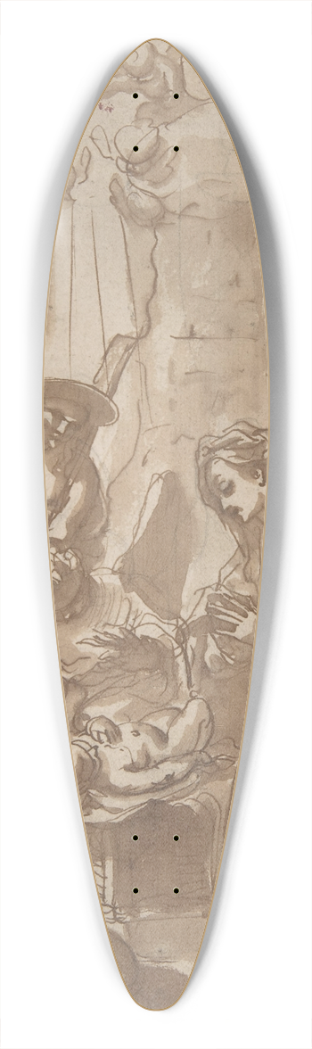 Hans Rottenhammer - The Adoration of the Shepherds 39.3 inch art pintail longboard deck