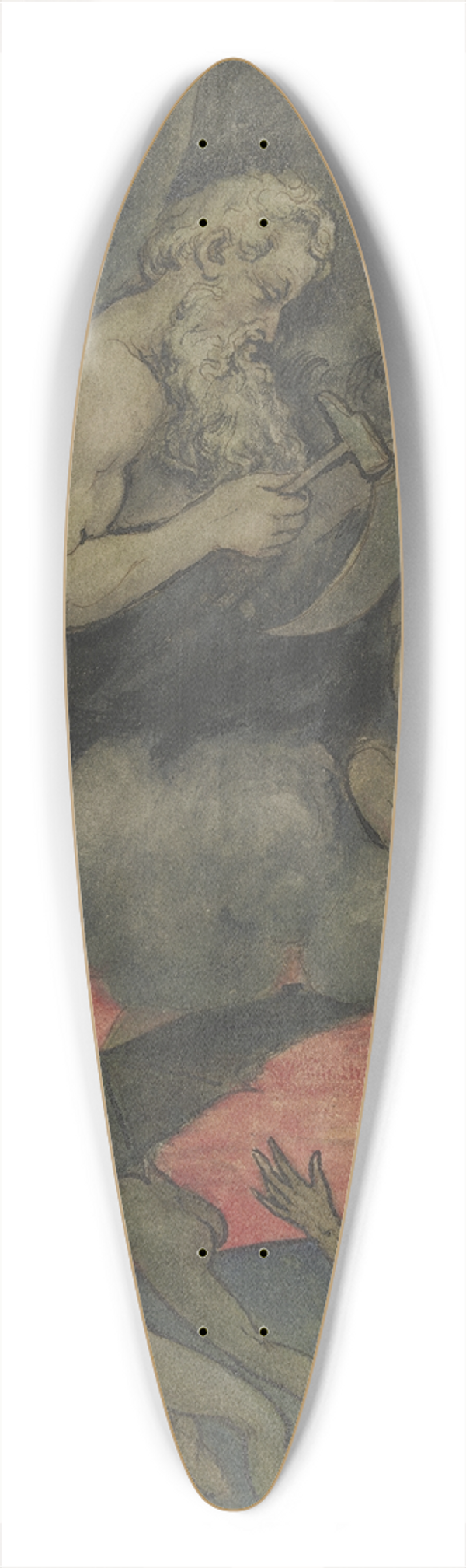 Hans Thoma - Chronos sharpens the scythe 39.3 inch art pintail longboard deck