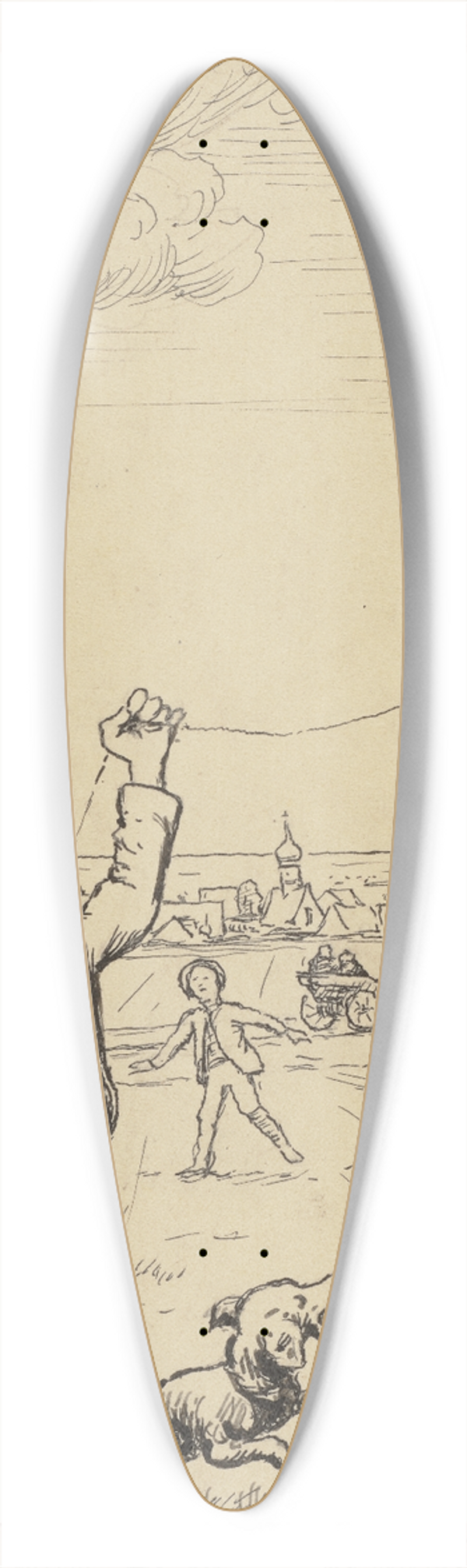 Hans Thoma - Drache 39.3 inch art pintail longboard deck