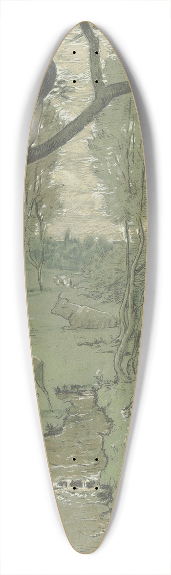 Hans Thoma - Paradise with Peacock 39.3 inch art pintail longboard deck