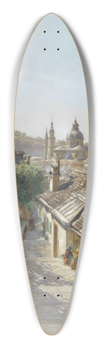 Hans Wilt - Blick auf die Salzburger Altstadt von der Nonnbergstiege 39.3 inch art pintail longboard deck