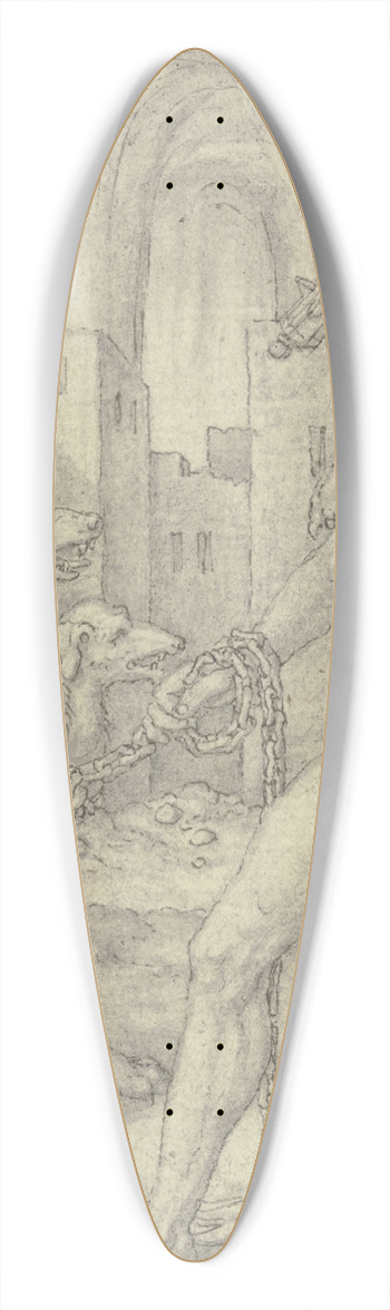 Heinrich Aldegrever - Herkules holt den Zerberus aus der Unterwelt 39.3 inch art pintail longboard deck