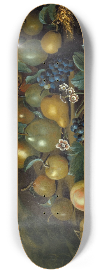 Charles Collins - A Still Life of Pears, Peaches and Grapes 8.25 inch art skate deck