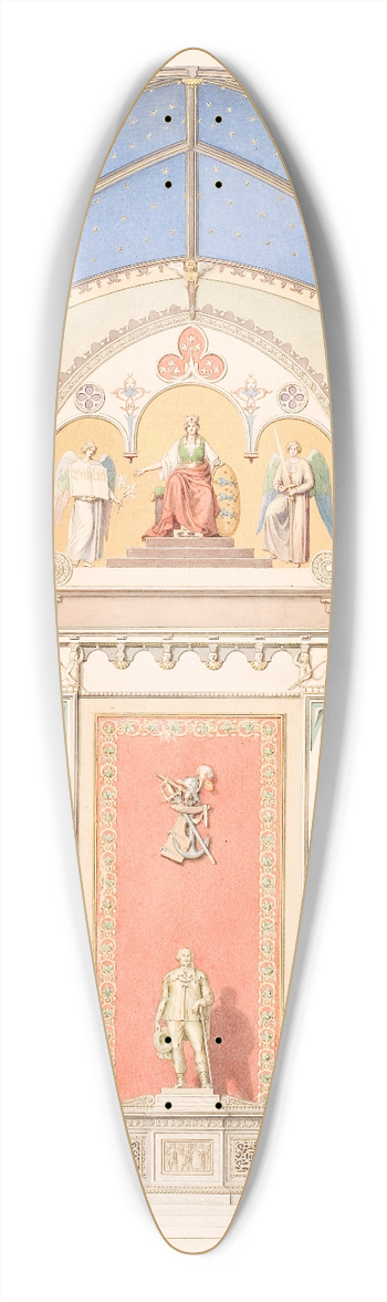 Heinrich Eddelien - Udkast til hvlvingens dekoration i Christian IVs kapel i Roskilde Domkirke. Udsmykning i midten med statue af Christian IV 39.3 inch art pintail longboard deck