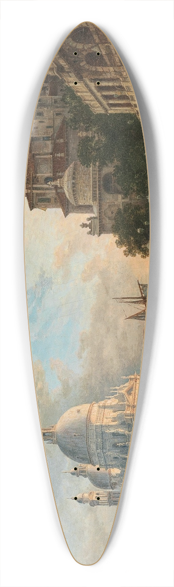 Heinrich Jaeckel - Venice, Caf Giardina with Santa Maria della Salute 39.3 inch art pintail longboard deck