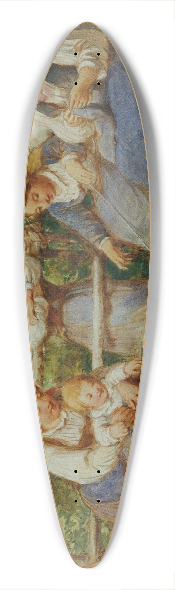 Heinrich Stohl - Frauen und Kinder mit spielender Katze 39.3 inch art pintail longboard deck