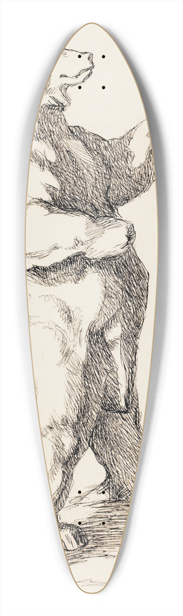 Helene Schjerfbeck - Takajaloillaan seisova karhu, veistoksen mukaan 39.3 inch art pintail longboard deck